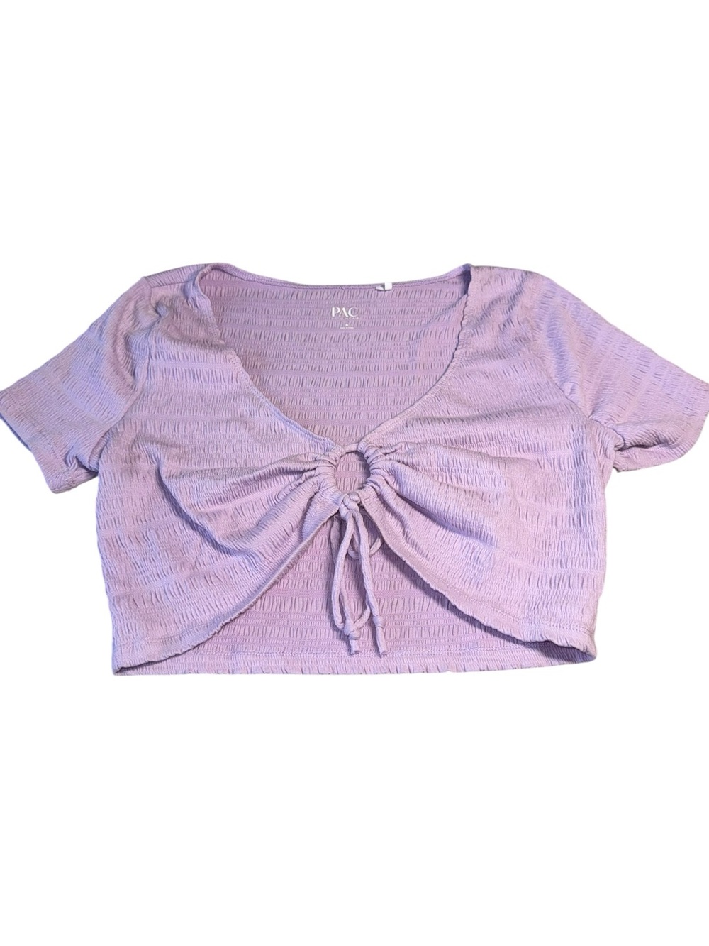 PacSun Lavender Front-Ring Tie Short Sleeve Crop Top